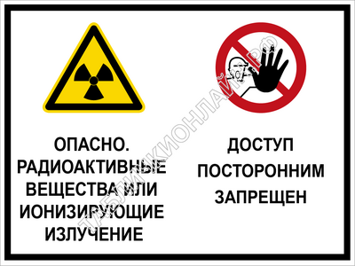 Осторожно. Радиоактивные вещества или ионизирующее излучение. Доступ посторонним запрещен