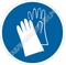 Изображение предписывающего знака M 06 Работать в защитных перчатках ГОСТ Р 12.4.026-2015