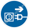 Изображение предписывающего знака M 13 Отключить штепсельную вилку ГОСТ Р 12.4.026-2015