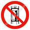 Изображение запрещающего знака Р 13 Запрещается подъем (спуск) людей по шахтному стволу (запрещается транспортировка пассажиров) ГОСТ Р 12.4.026-2015